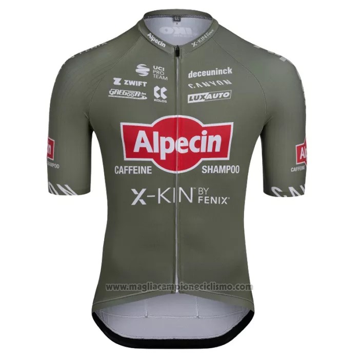 2022 Abbigliamento Ciclismo Alpecin Fenix Verde Rosso Manica Corta e Salopette
